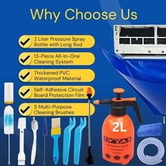 13Pcs Mini Split Cleaning Kit Bag with 2L High Pressure Sprayer, Air Conditioner