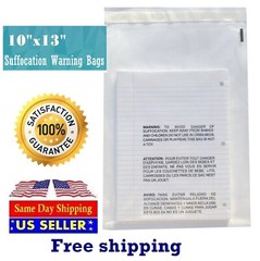 200 10×13 Suffocation Warning Clear Poly Self Seal Bags 1.5 mil -ST ShipMailers