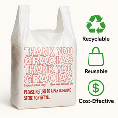 “Thank You Grocery Bags 1/6 BBL 21×6.5×11.5 – 50 to 1000 Plastic T‑Shirt Bags”