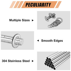 900 Pcs Stainless Steel Flat Washers for Screws, 304 Stainless Steel, Assorted S
