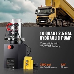 VEVOR 10 Quart Double Acting Hydraulic Pump 12V Dump Trailer Power Unit 2.1HP