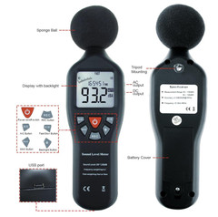Portable Digital Decibel Meter 30–130dB with Data Logging for Home & Office