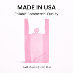 Pink T-Shirt Grocery Shopping Bags 1/10 XSmall 8x4x15 Unprinted 0.55 Mil USA