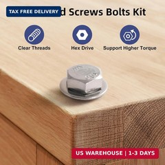 (12 Sets) 1/4-20 x 2 Hex Head Screw Bolt,Lock Nuts,Flat & Lock Washers Kits,304