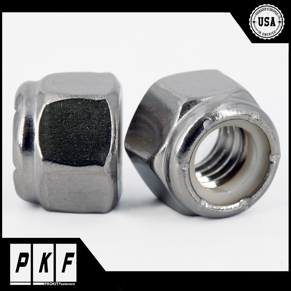 Stainless Steel Nylon Insert Hex Lock Nuts Nylock | Select Size | Quantity: 100