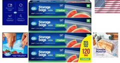 Durable 2 Gallon Resealable Bags – 120 Count with Double Zipper for Freshness