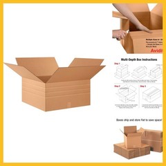 Box USA MD242412 Multi-Depth Corrugated Cardboard Box 24″ L x 24″ W x 12″ H, Kra