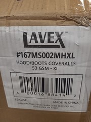 Lavex Hood/Boots Coveralls XL 25 Pack White 53 GSM