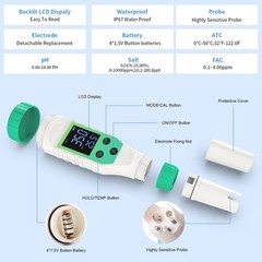 7-in-1 Digital Pool Water Tester for Salt, pH, Chlorine, & More