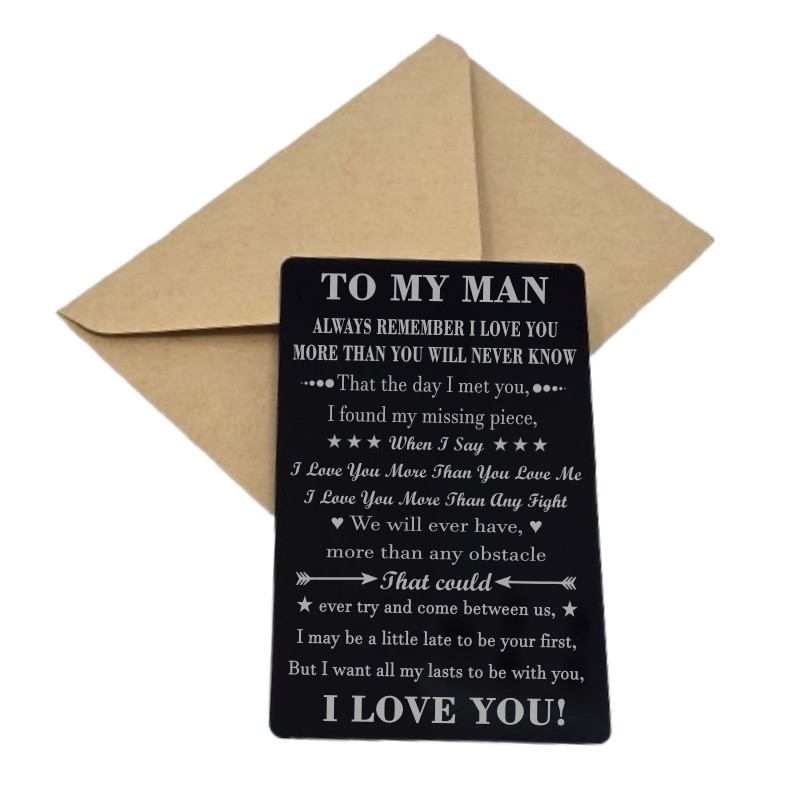 Engraved Romantic Anniversary Keepsake ‘To My Man’ Card for Husband & Boyfriend