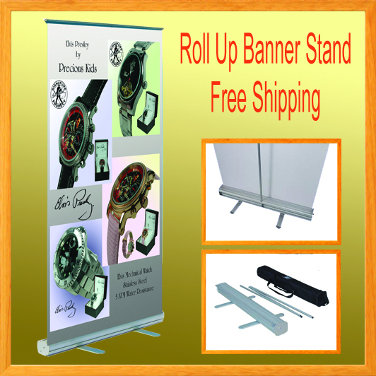 1 Set Retractable Roll Up Banner Stand Trade Show 32″ x 78″ Free Shipping