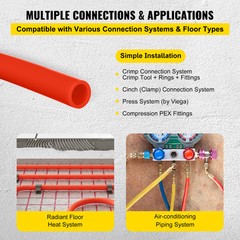 VEVOR 1/2″x1000ft Pex Tubing Oxygen Barrier Red Pex-B Pipe Radiant Floor Heat
