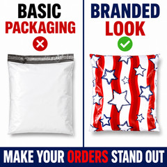 10×13 Stars and Stripes Designer Poly Mailers Boutique Shipping Bags