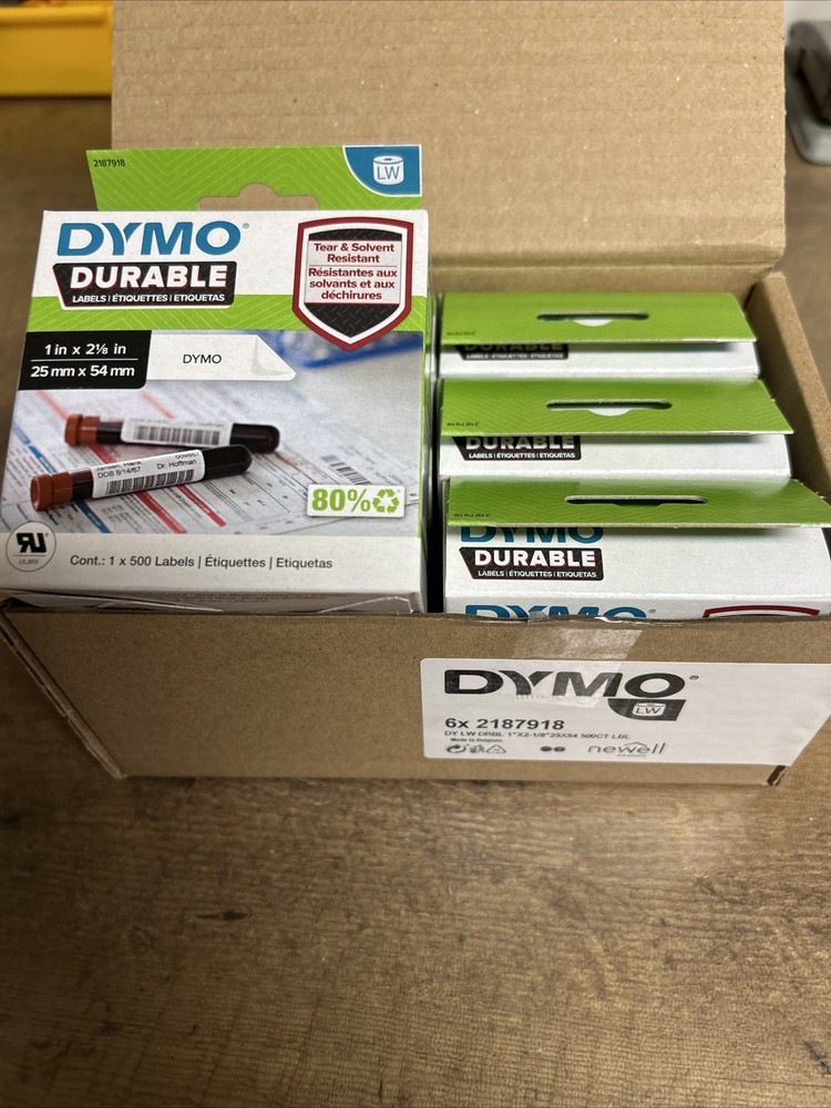 6 DYMO LabelWriter Labels 1 x 2-1/8 inches 500 Count LW Printer Labels OEM