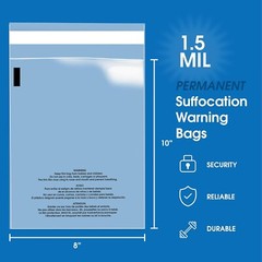 Poly Bags Resealable Suffocation Warning Clear Merchandise 1.5 mil Opp Cell Bag
