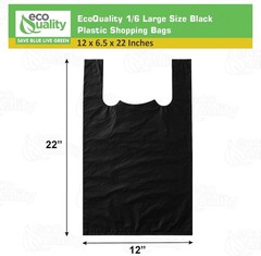 12×6.5×22 Inches Black Plastic Shopping Bags for Grocery Takeout 1800 Pcs
