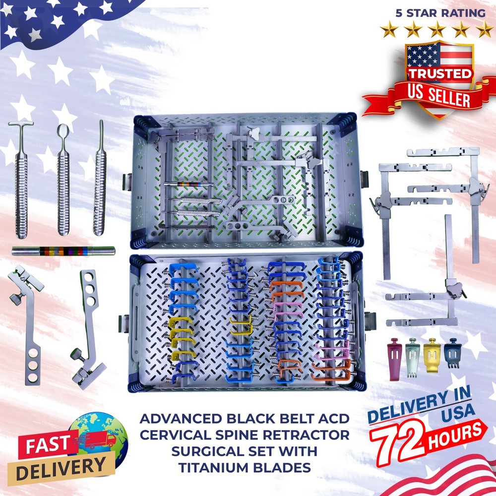 Advanced Black Belt ACD Cervical Retractor set Titanium Blades