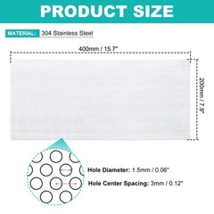 15.8″x7.9″ 304 Stainless Steel Perforated Sheet 0.06″ Hole Metal Mesh Plate
