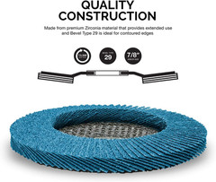 11143A 10 Pack Zirconia Flap Discs 4-1/2 for Angle Grinder, 60 Grit Flapper Whe
