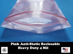 Pink Anti-Static Zip Seal Bags 4mil Reclosable Lock Top PAS 3×5″ 4×6″ 6×8″