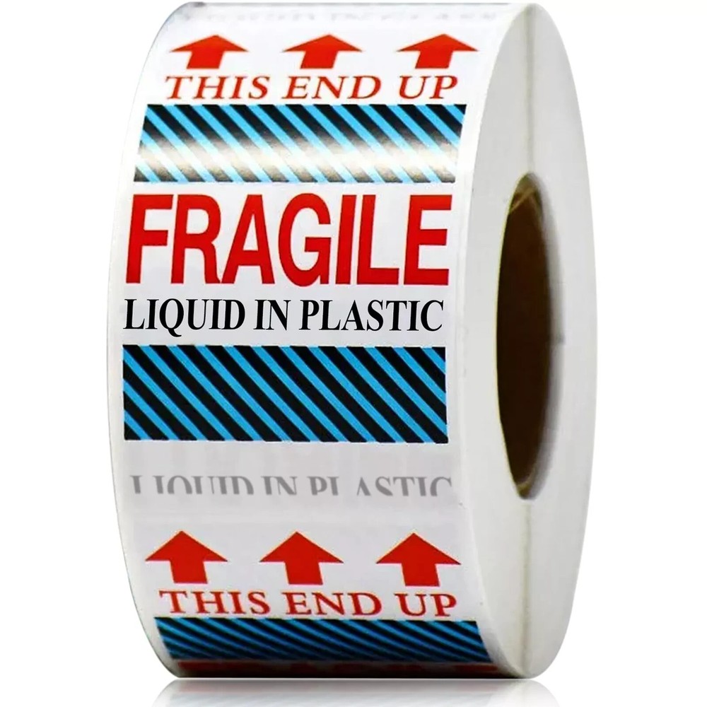 3″x5″ Fragile Labels for Shipping (1 Roll, 500 Labels), Fragile Liquid in Pla…