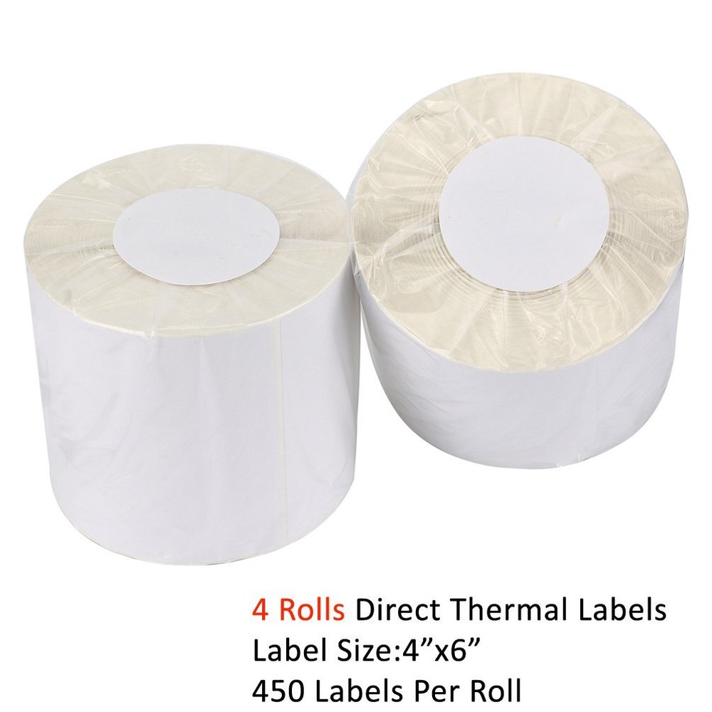 4 Rolls Direct Thermal Labels 450/Roll 4×6 For Zebra Eltron 2844 ZP-450 ZP-500