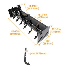 Powder Coated Steel 55″ Box Blade Scraper W/6 Scarifier Shank For Cat 0 Cat 1