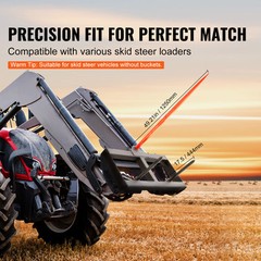 VEVOR 49″ Hay Spear Bale Spears Skid Steer Loader Tractor Attachment 1600lbs