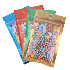 New Flat Mylar QuickQlick™ Reclosable Pouches with Hang Hole Variety Colors Size