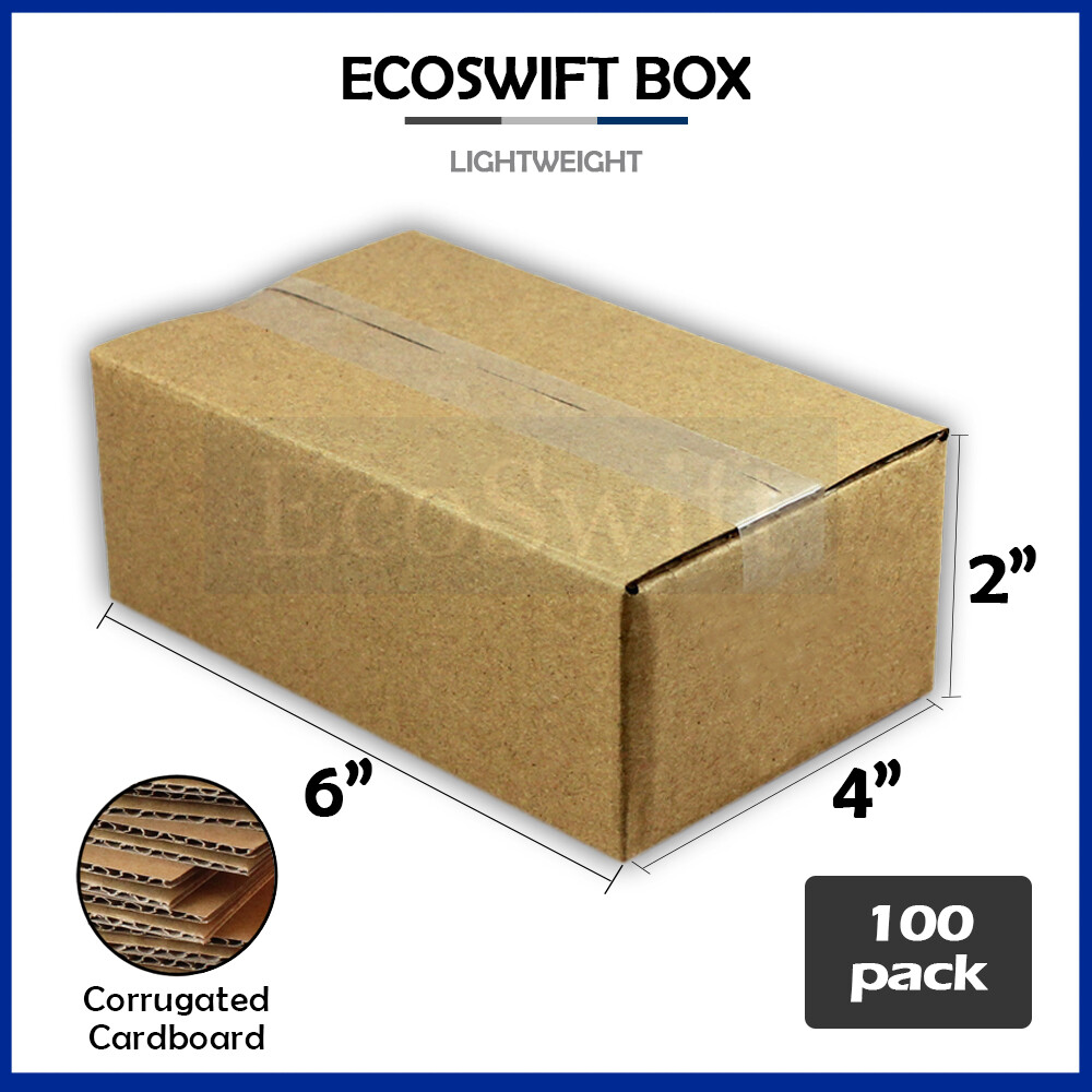 100 6x4x2 EcoSwift Cardboard Packing Moving Shipping Boxes Corrugated Box Carton