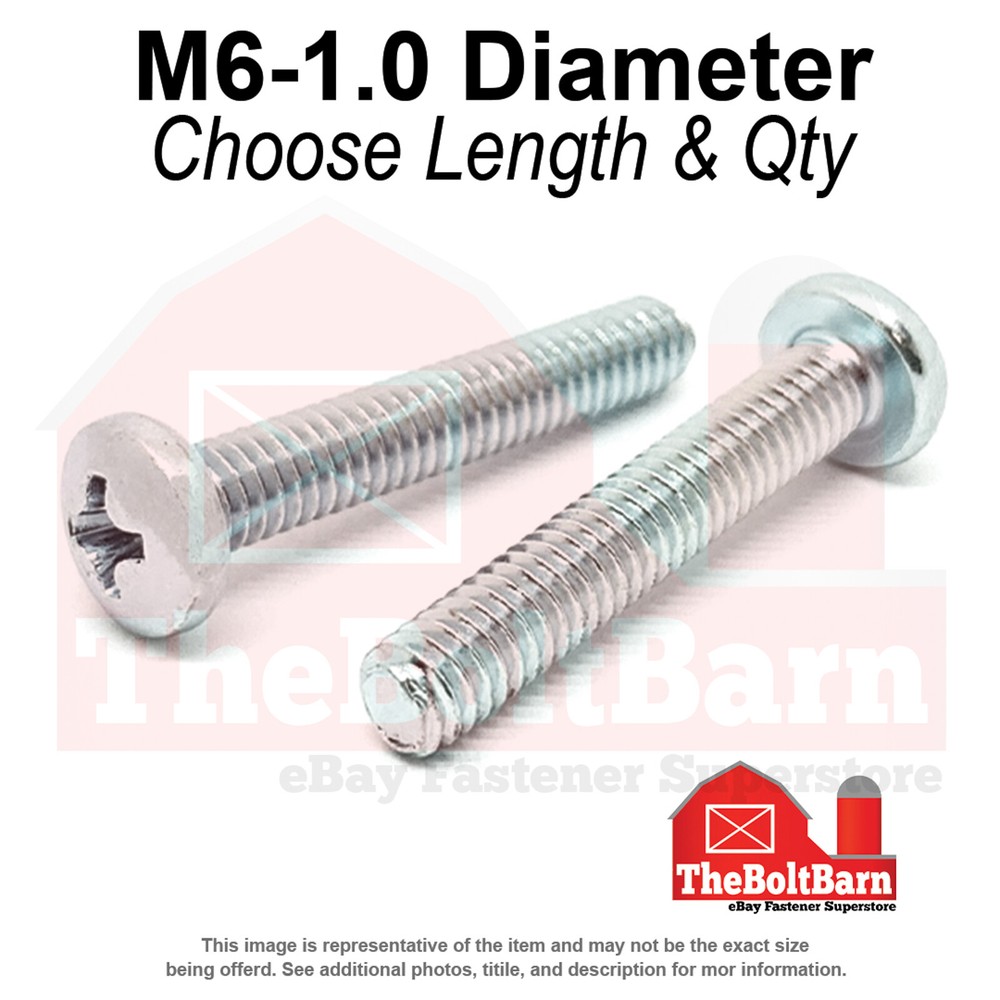 M6-1.0 Phillips Pan Head Machine Screws Zinc (Choose Length & Qty)