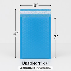BubbleBox Blue #000 4×8 Poly Bubble Mailers Self Seal Padded Envelopes 4×7