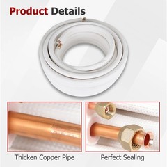 Findmall 50 FT Mini Split Line Set 1/4″ – 3/8″ Copper Insulated Coil