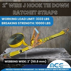Heavy Duty 2″ x 30′ Ratchet Strap w/ J Wire Hook Flatbed Truck Trailer Tie Down