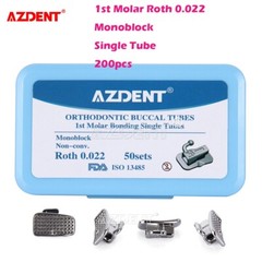 50Sets AZDENT Dental Orthodontic Sgl Buccal Tube Roth.022 1st Molar Non-Conv