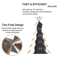 5Pcs HSS Cobalt Hole Large Metal Step Drill Bit Set Titanium Cutter Cone 50 Size