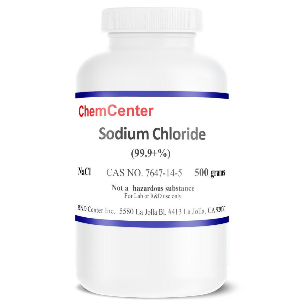 Sodium Chloride (Salt), High Purity Crystals, 99.9% min., 500 grams