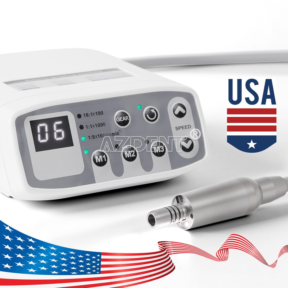 AZDENT Dental Electric Brushless LED Micromotor 1:1/1:5 Contra Angle Handpiece