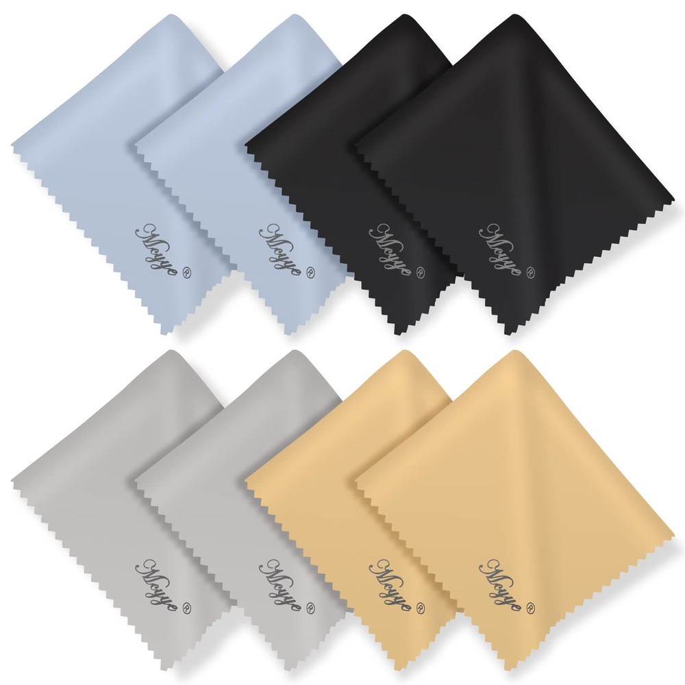 Mcyye 8 PCS Microfiber Cleaning Cloth 12 Piece Set, Black, Grey, Blue, Yellow