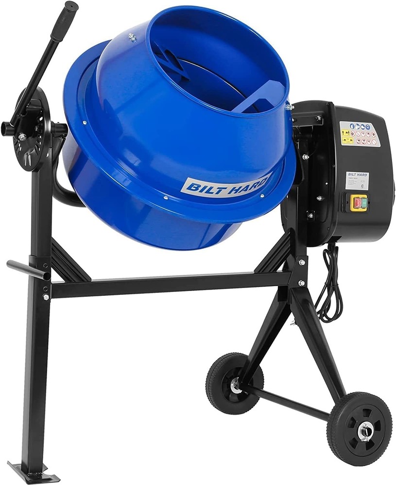 BILT HARD 4 Cu Ft Electric Cement Mixer, 550W Portable, Wheelbarrow Style