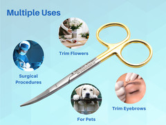 Scissors Surgical 4.5″ Curved Gold Plated Handle w/ Tungsten Carbide ARTMAN