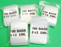 500 Zip Seal Lock Bags 2×2 Clear 2Mil Bags 2″ x 2″ Reclosable Zip Slide Bags