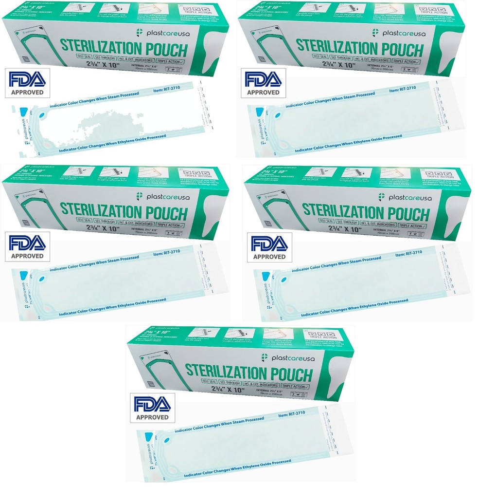 Sterilization Pouch RIT-2710 PlastCare 2.75″x10″ 200pcs/box 4+1bx free(1000 pcs)