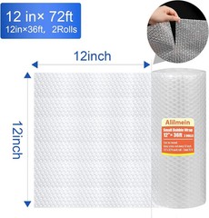 12 Inch x 36ft – 2 Pack Small Thin Bubble Cushioning Wrap for Extra Protection P