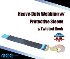 USA 2″ x 8′ Axle Strap Car Trailer Hauler Ratchet Tie Down Strap w/ Snap Hook