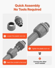 VEVOR 1/2 in 100 pcs Liquid Tight Connector Non-Metallic Conduit Fitting