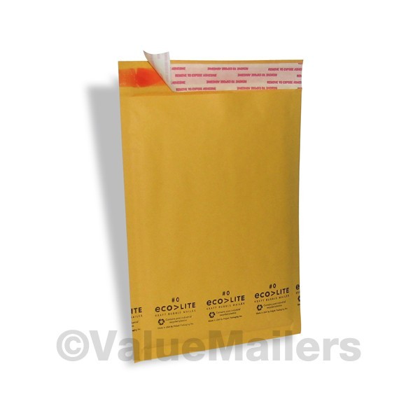 100 #0 6×10 Ecolite Kraft Bubble Mailers Padded Envelopes Bags CD DVD 6 x 10