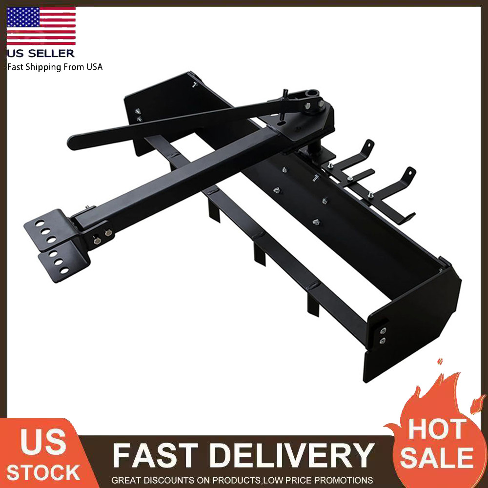 42″ Tow Behind Box Scraper Lawn Tractor Attachment w/ Steel Box Blade Hitch Tow