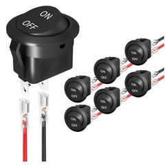 5Pcs 12V round Rocker Switch AC 6A/250V 10A/125V SPST 2 Pin 2 Position On/Off T