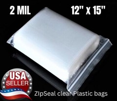 Clear Plastic 2 Mil Reclosable Zip bags 12″ x 15″